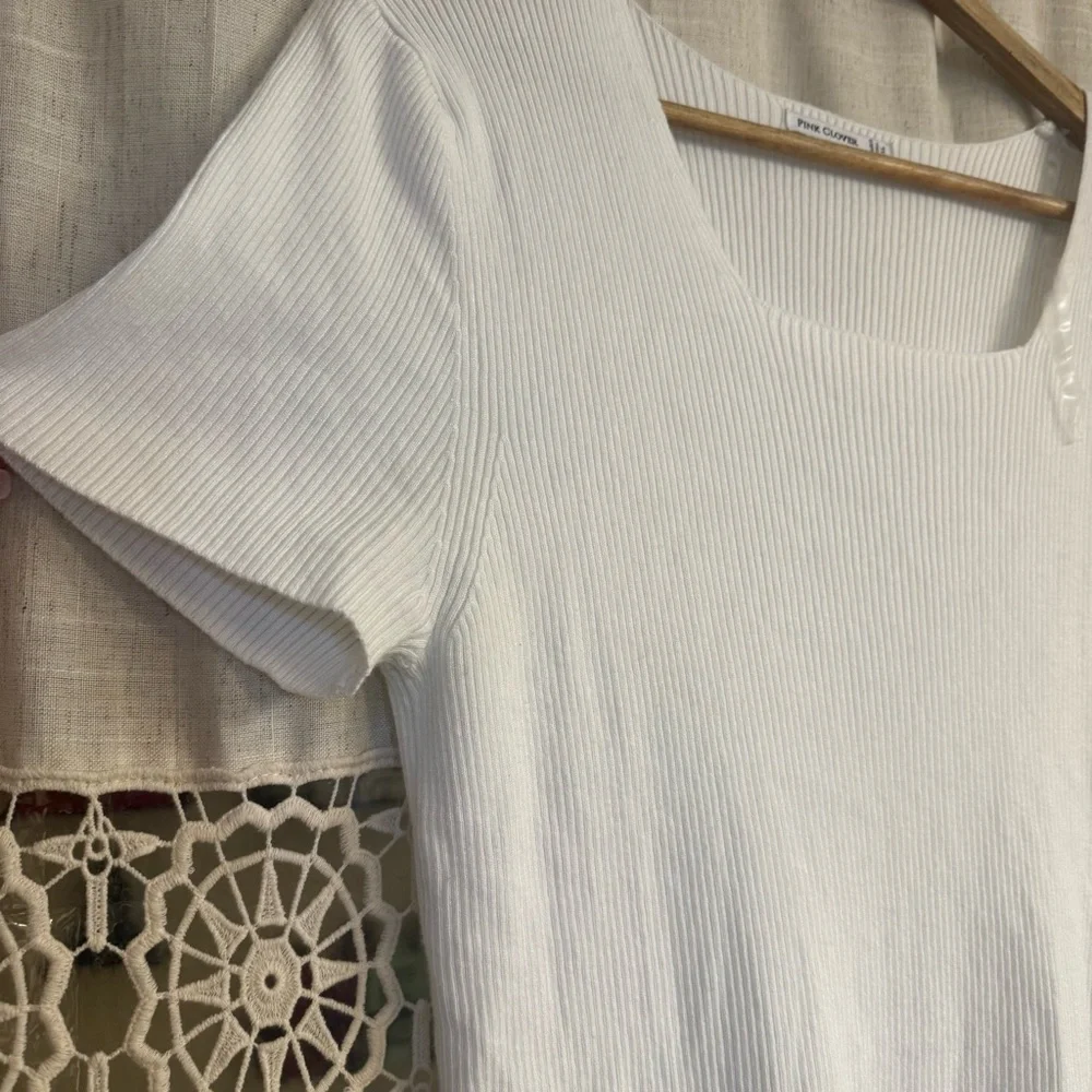 White Ribbed  Top - Picture 3 of 4
